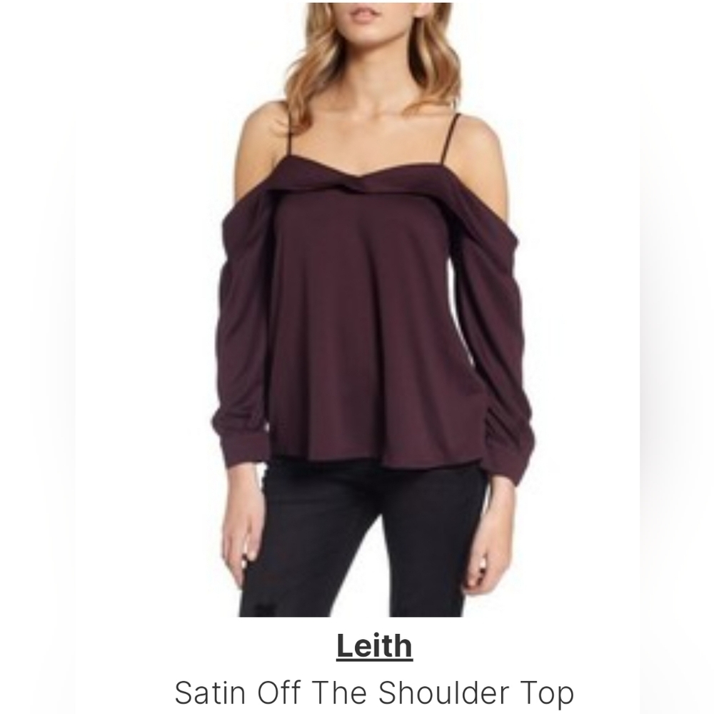 Leith off the shoulder satin blouse